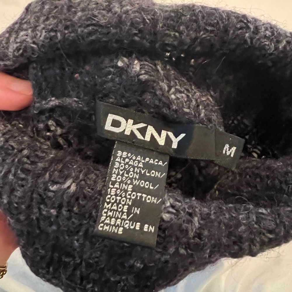 DKNY Black & Charcoal Textured Knit Sweater